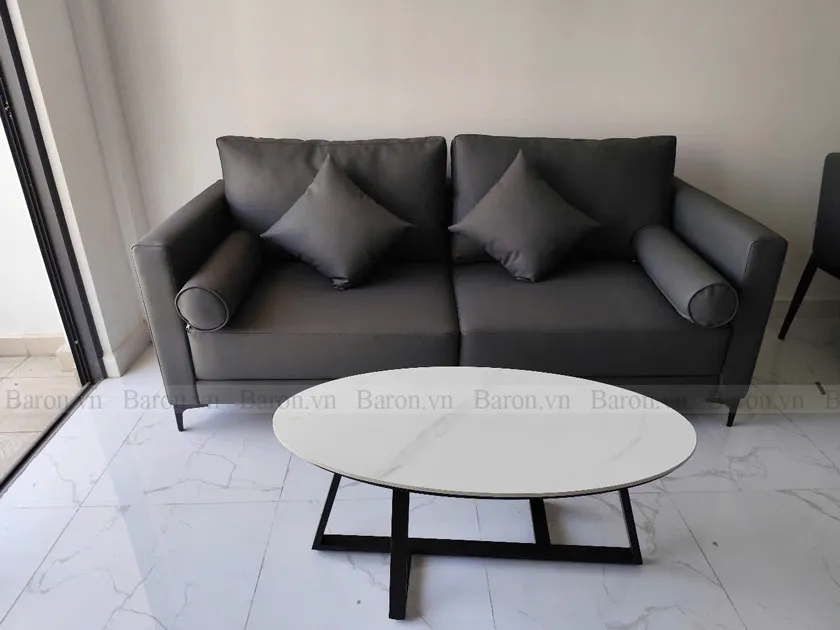 bàn trà chân sắt mặt đá