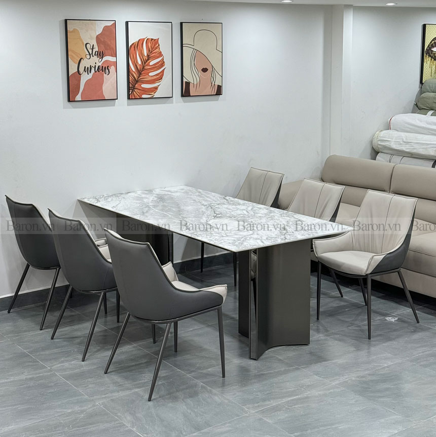 Bàn ăn mặt đá tự nhiên 2m