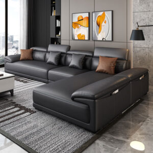 sofa góc phòng khách bằng da