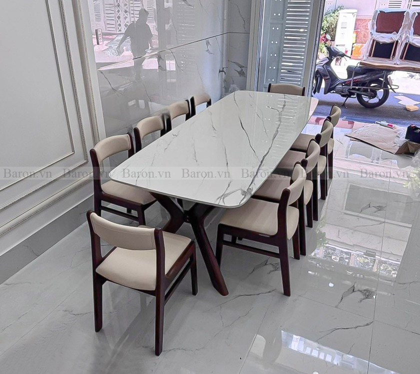 Bàn ăn 2m4 kết hợp 10 ghế