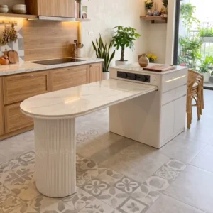 Bàn đảo bếp kết hợp bàn ăn mặt đá