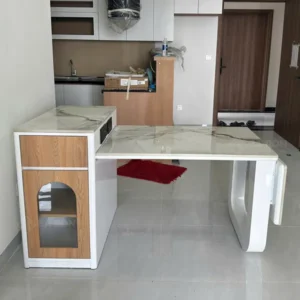 Bàn đảo bếp mini kết hợp bàn gập