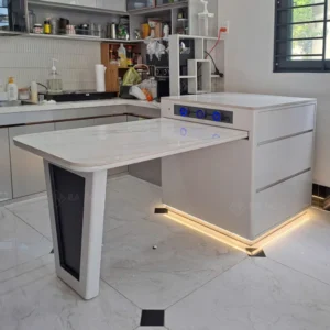 Đảo bếp kết hợp bàn ăn mặt đá